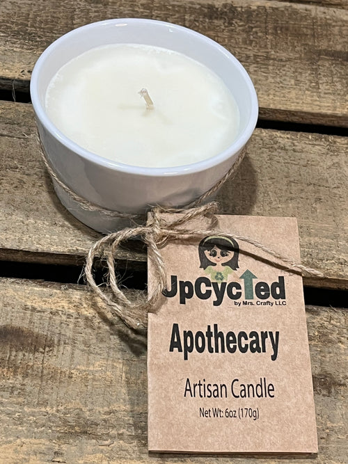 Apothecary Candle  - 6 OZ (Short and Wide WHITE Container)