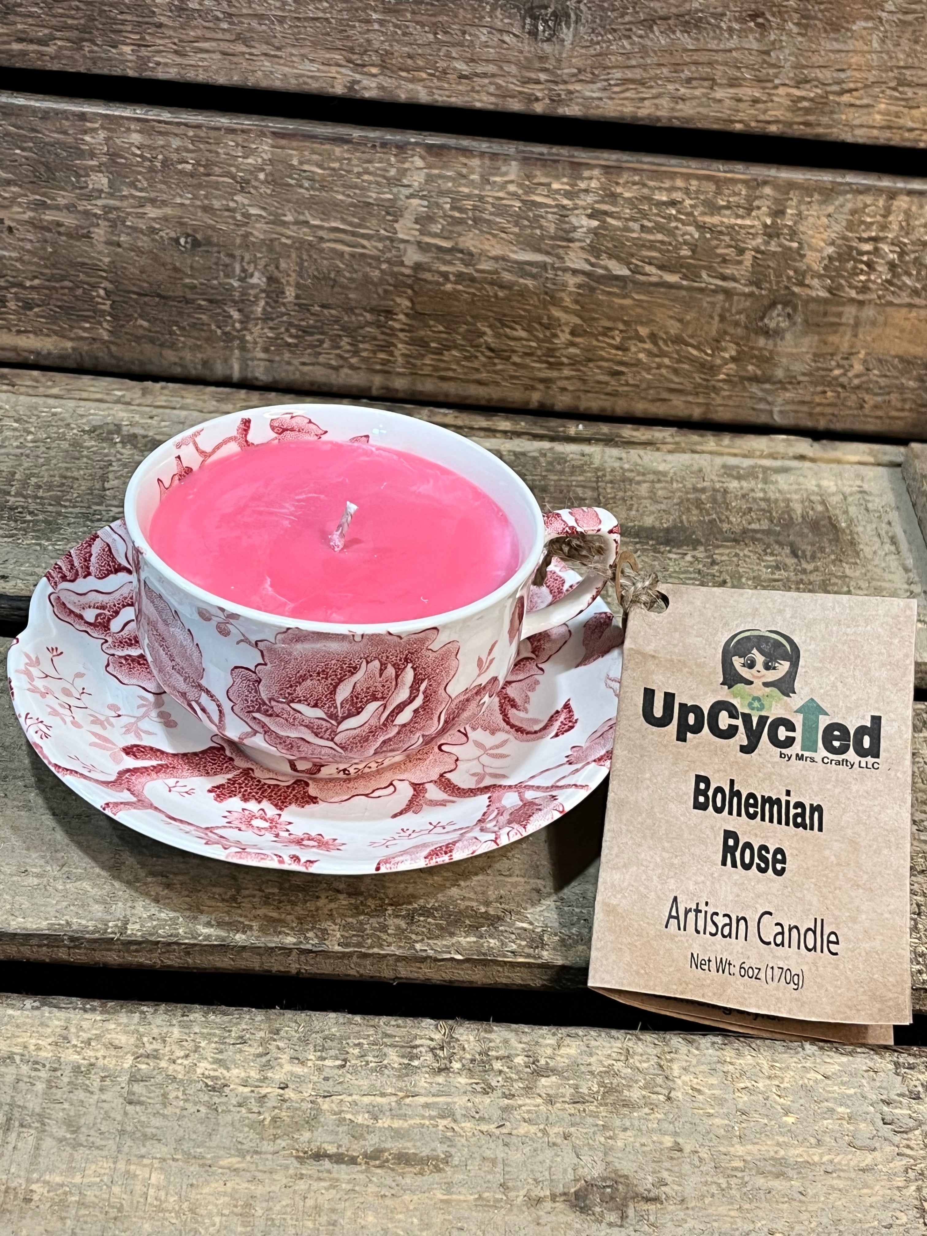 Bohemian Rose Tea Cup Candle - 6 OZ