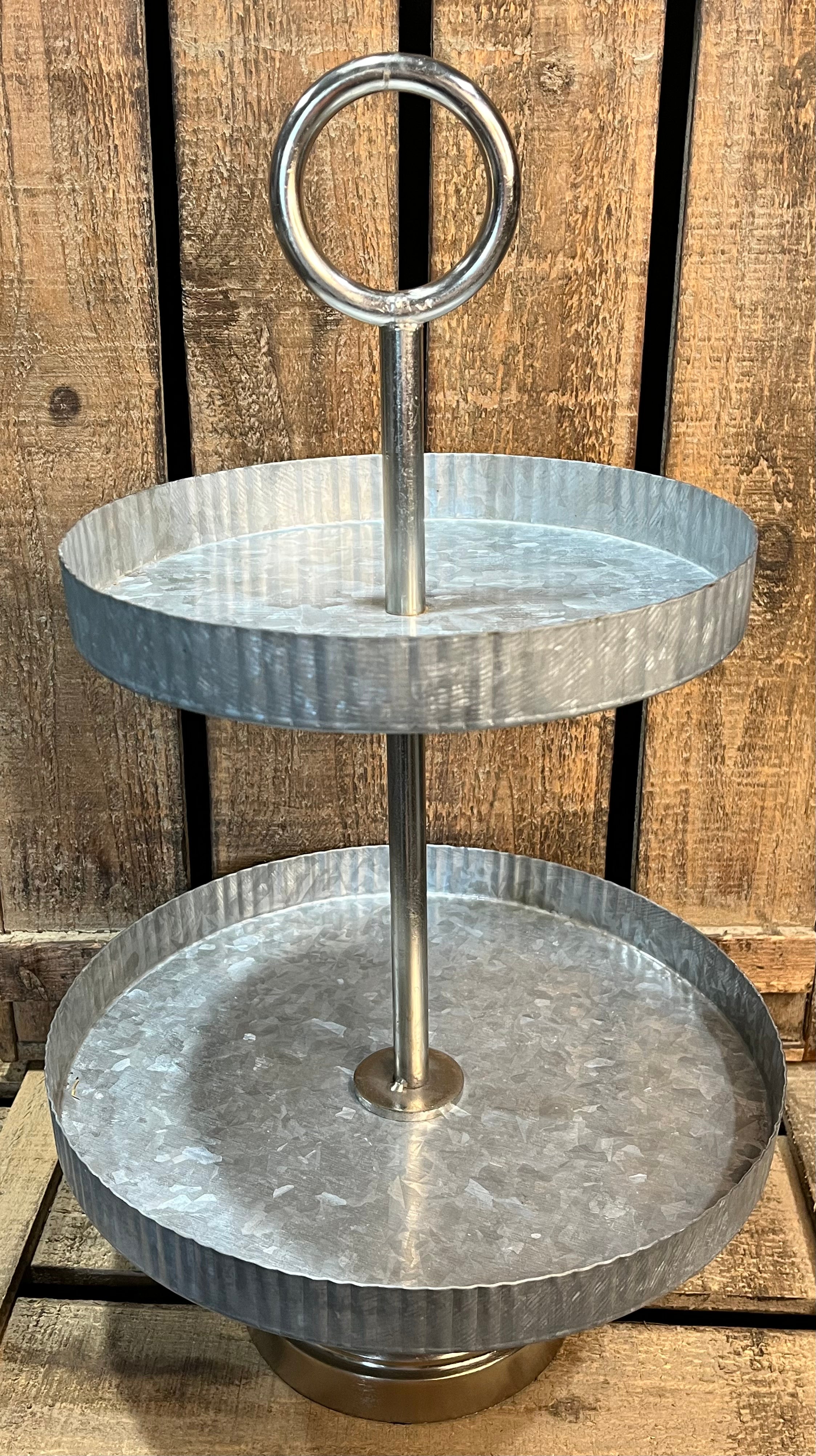 Two Tiered Galvanized Tin tray