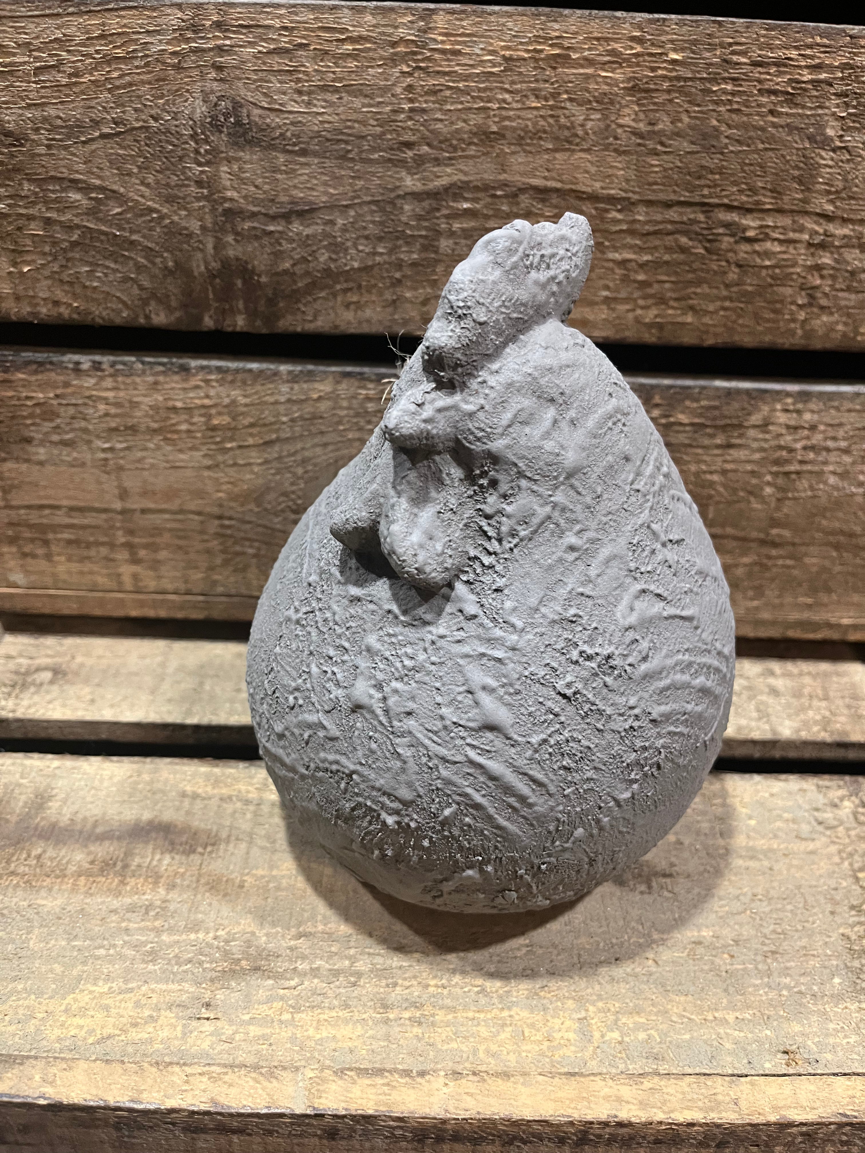 Faux Cement Chicken Figurine