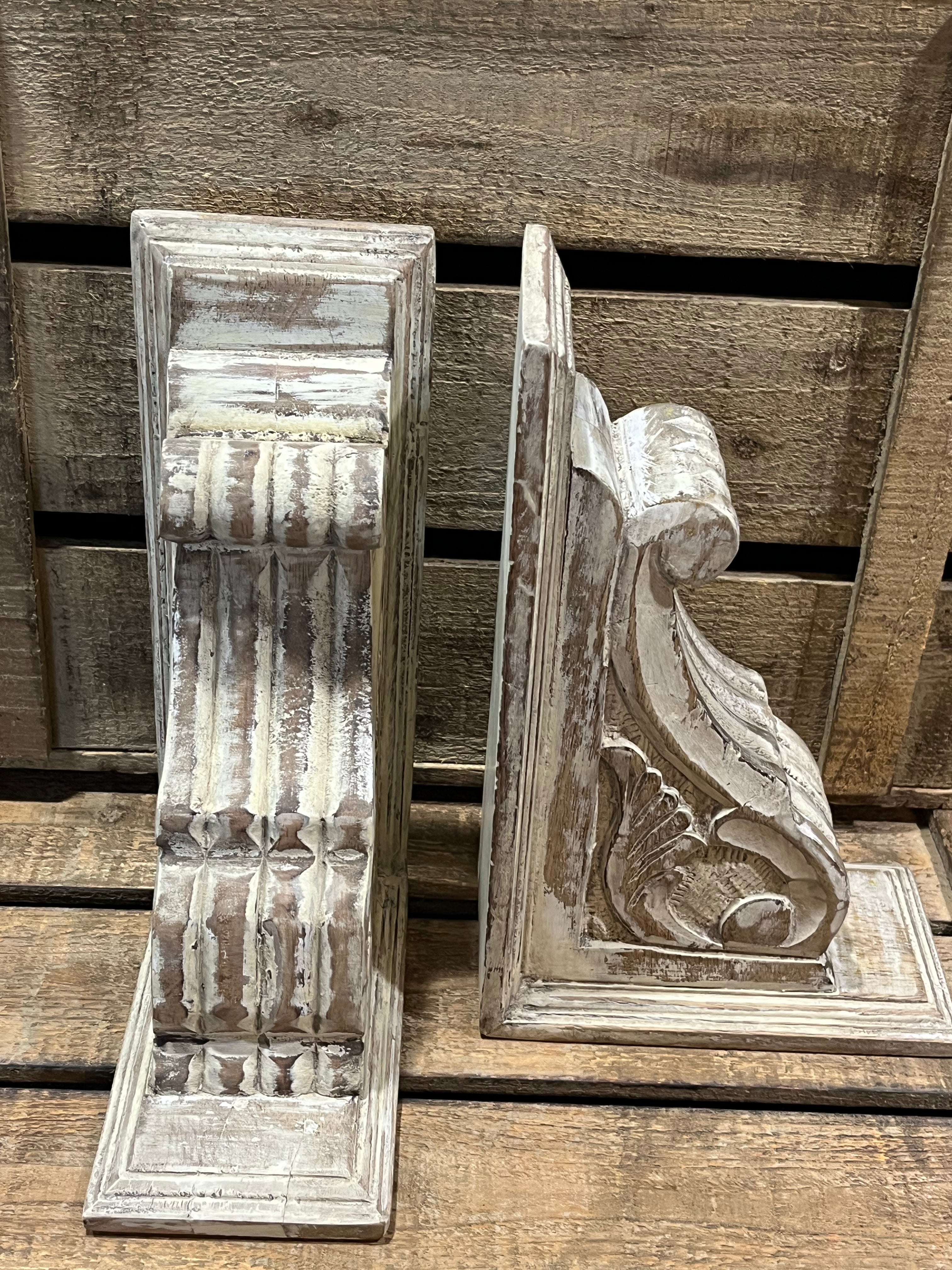White Distressed Book Ends  (Sold in Pair)