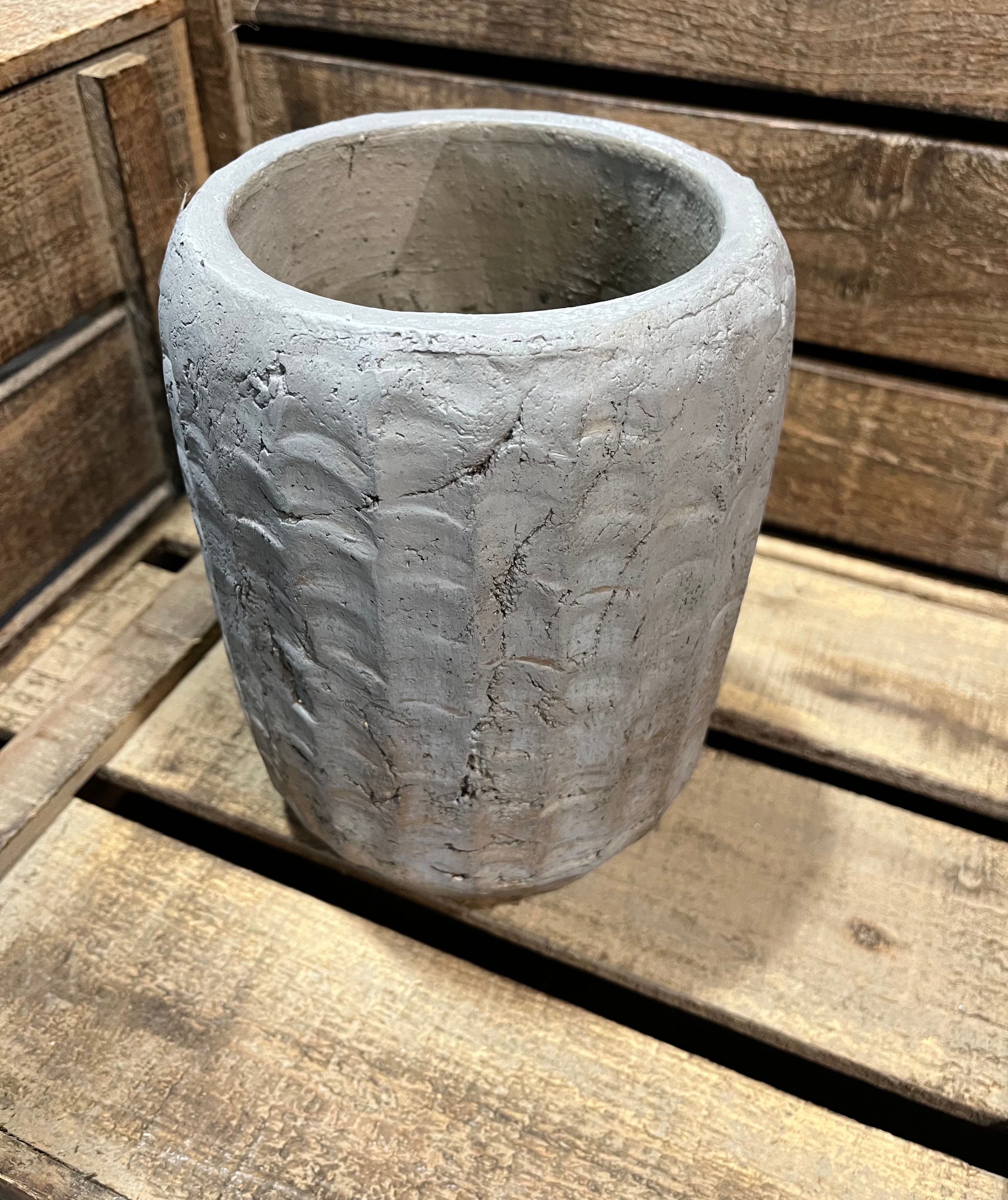 Distressed Metallic Terracotta Stone Vase