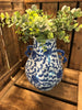Asian Inspired Blue and White Ceramic Vase with Faux Eucalyptus Plant