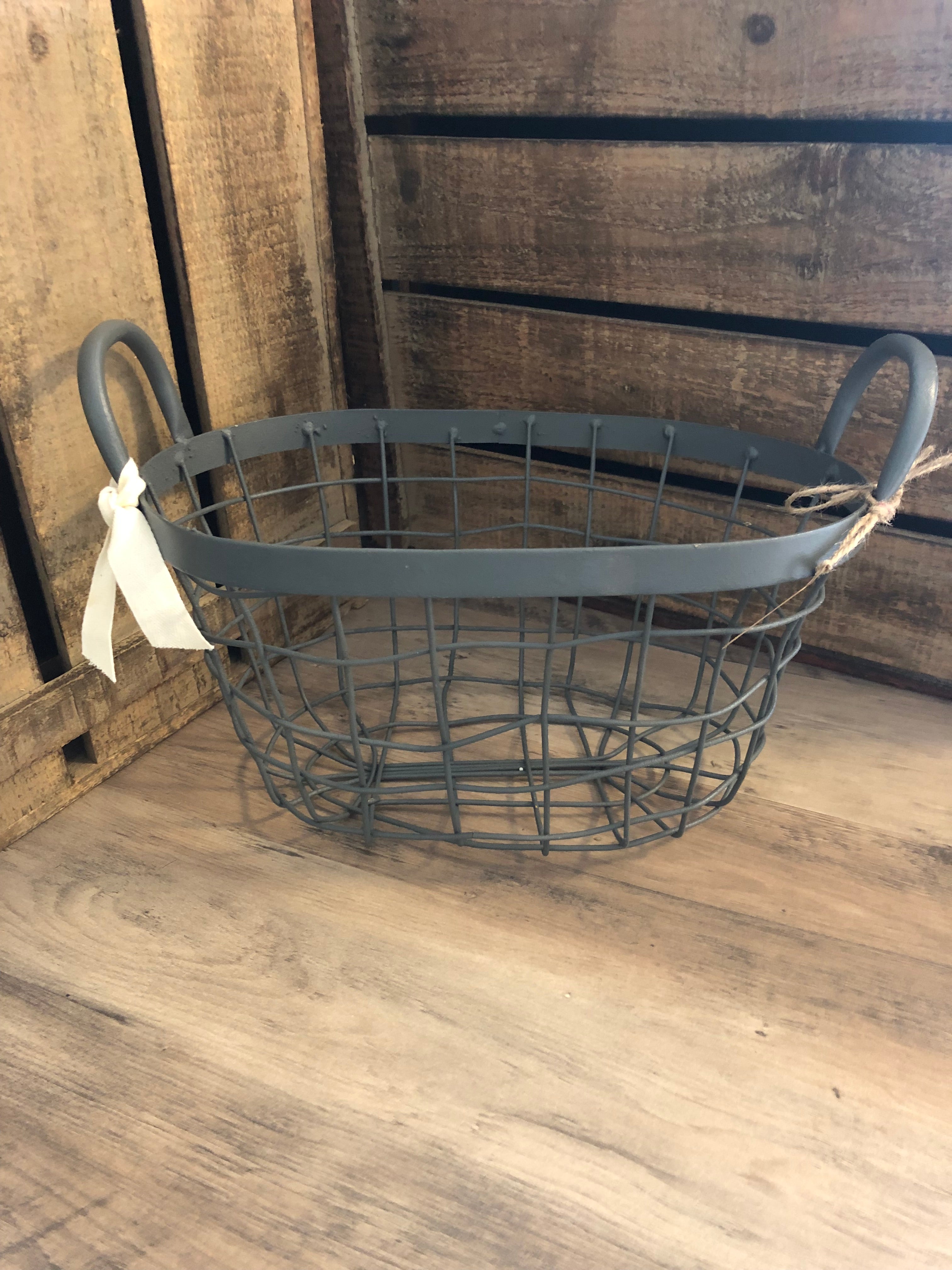 Upcycled Gray Wired Basket