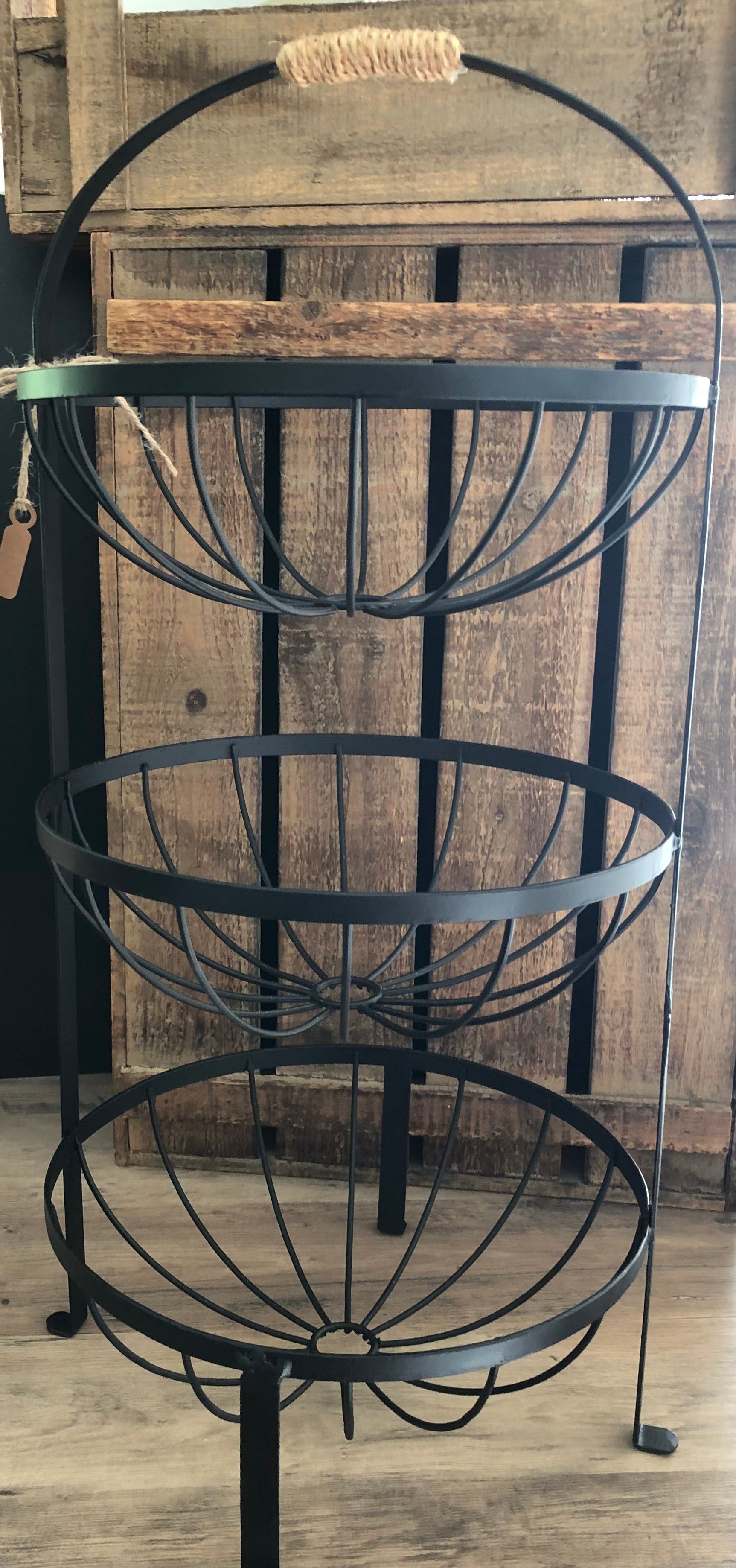 Black Metal Three Tiered Basket