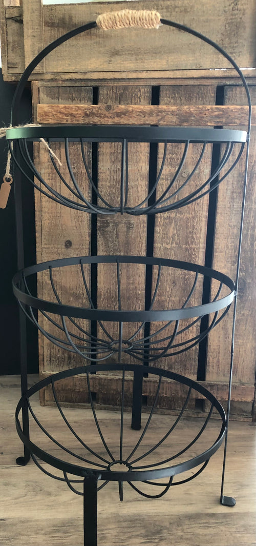 Black Metal Three Tiered Basket
