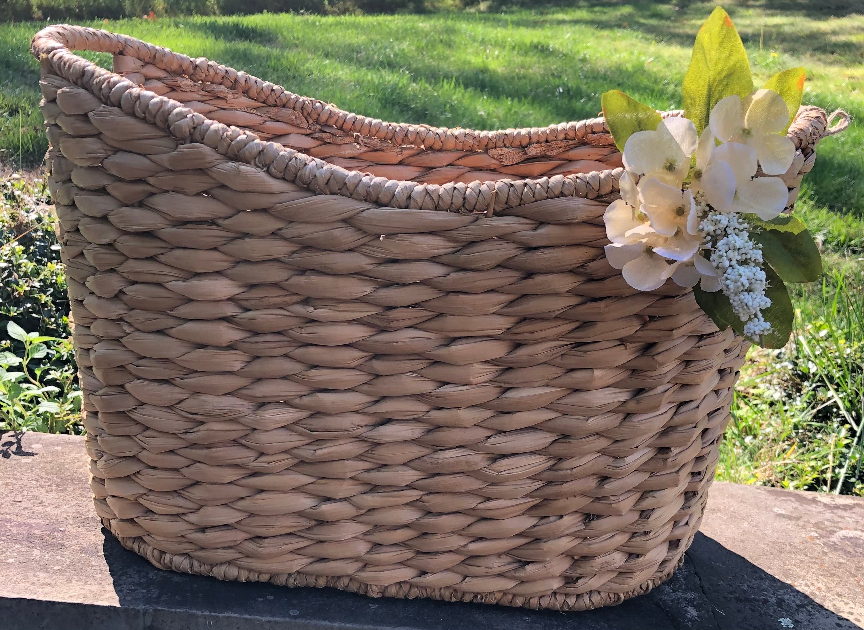 Upcycled Basket with Floral Embelishment